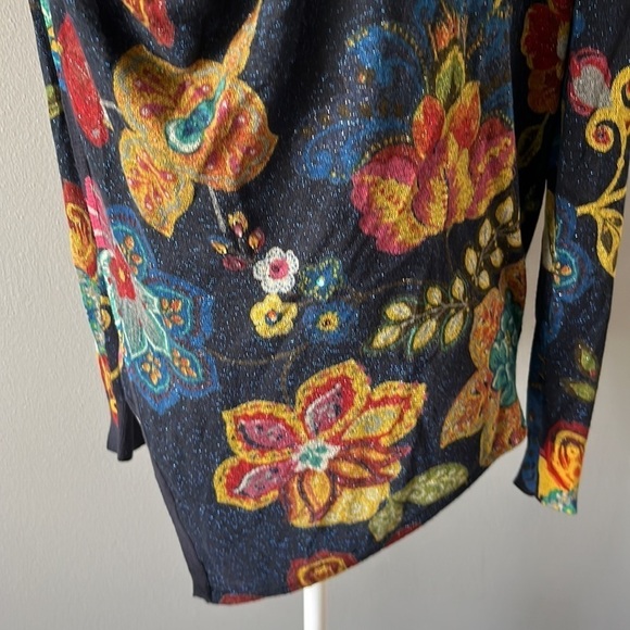 Desigual Black Cowl Neck Sweater with Metallic Shimmer, Gem and Zipper Details - Picture 3 of 12